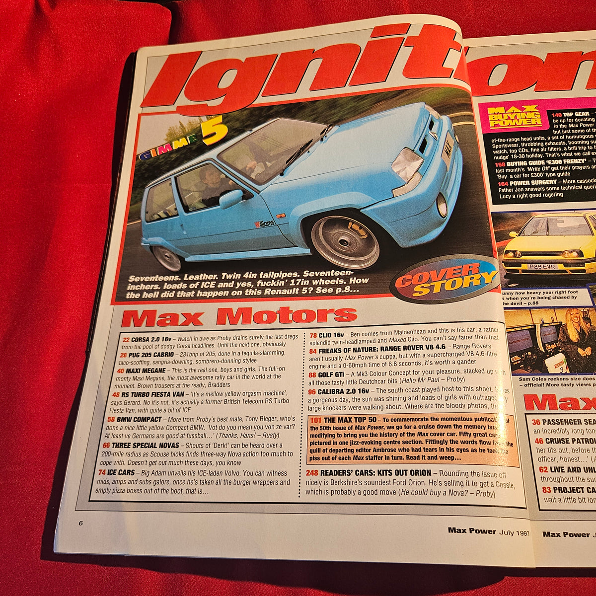 Max Power Magazine July 1997 Renault 5 R5 Turbo 50th Issue Sam Coles SKU 1540