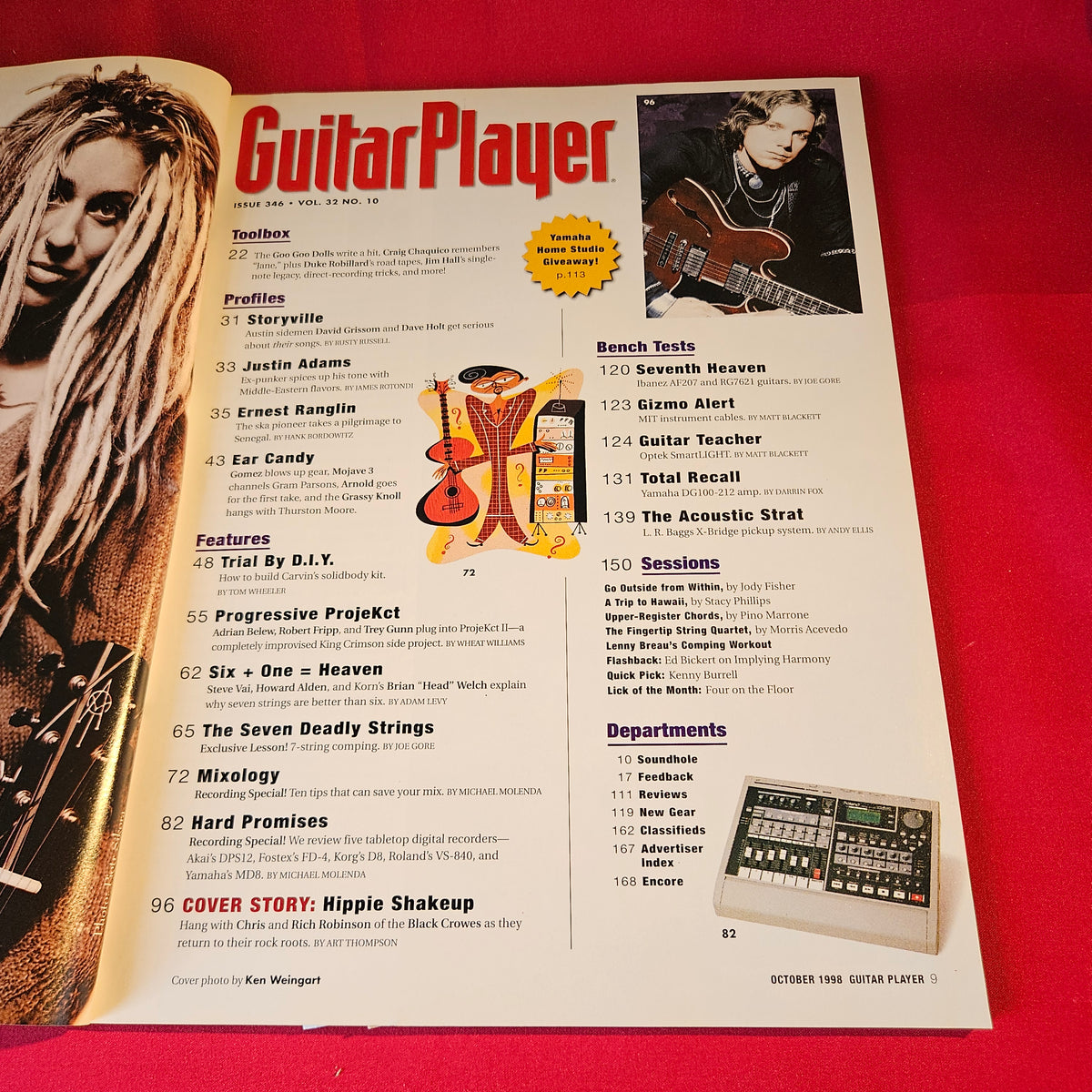 Guitar Player Magazine October 1998 The Black Crowes Steve Vai Robert Fripp SKU 1549