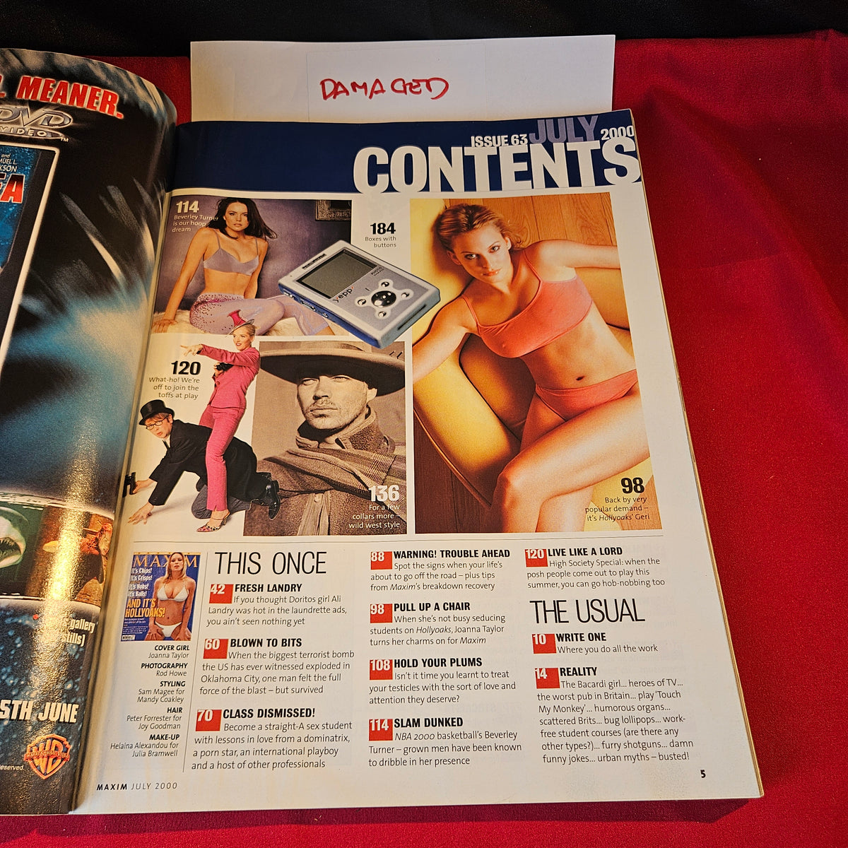 Maxim Magazine July 2000 DAMAGED Joanna Taylor Beverley Turner Alice Cooper SKU 1550