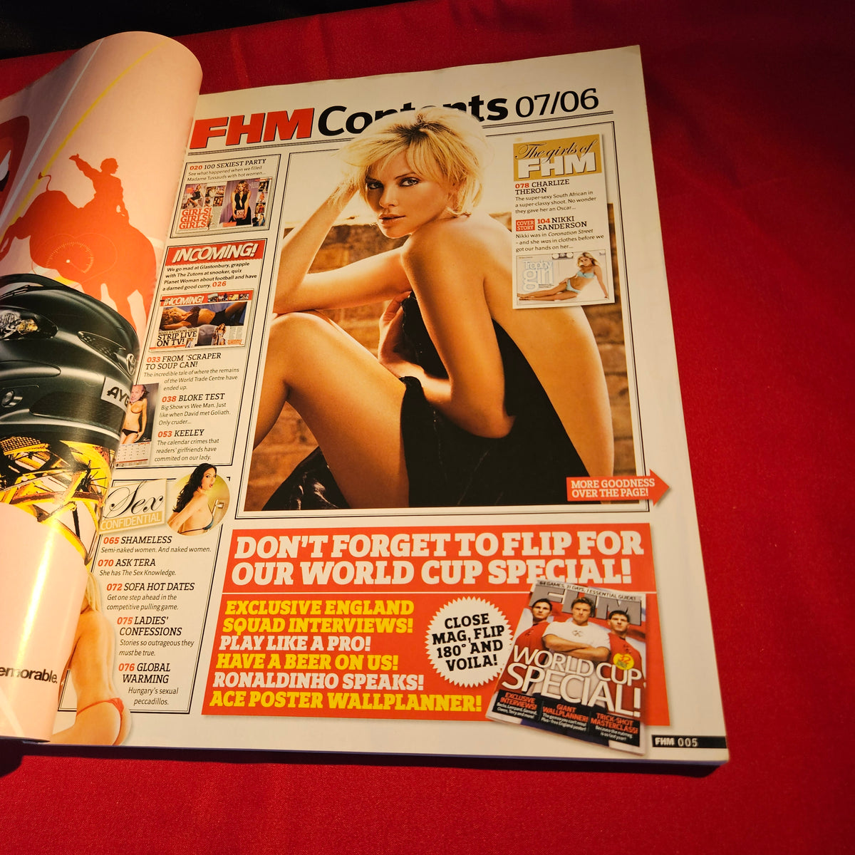 FHM Magazine July 2006 Nikki Sanderson Charlize Theron Beckham Owen SKU 1558