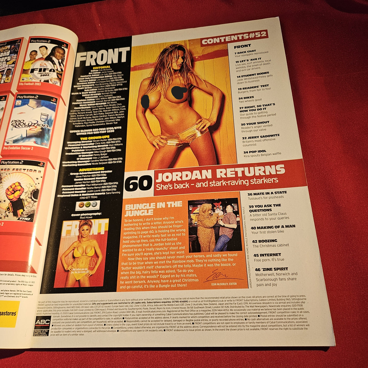 Front Magazine January 2003 Issue 52 Jordan Katie Price Promotional Copy SKU 1560