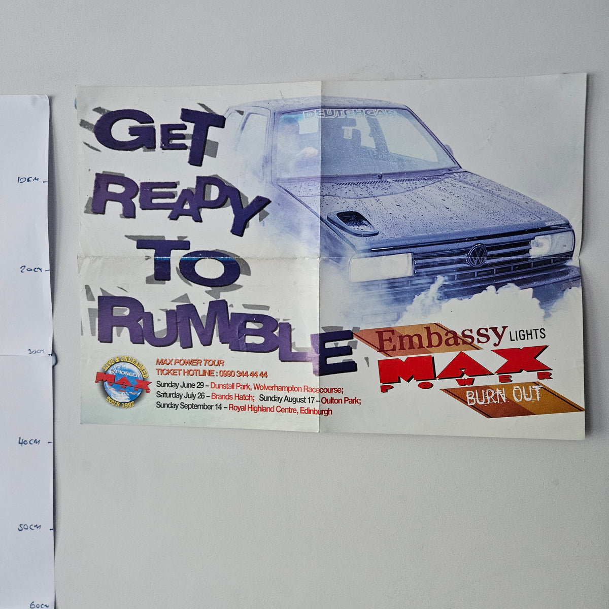 VW Volkswagen Golf GTI Max Power 1997 Burn Out Tour Car Poster 0012