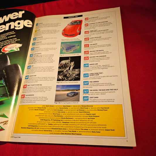 CAR Magazine August 1991 MG V8 Roadster BMW 850i Alfa SZ Rover Metro SKU 1569