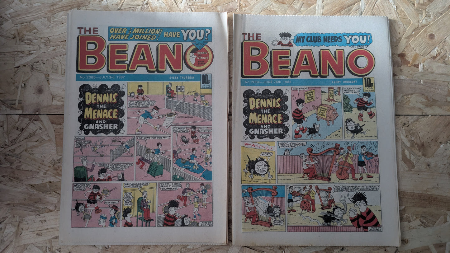 10x Beano Comics/Magazines 2080-2089 1982 Bundle/Job Lot (0014) Dennis the Menace Gnasher