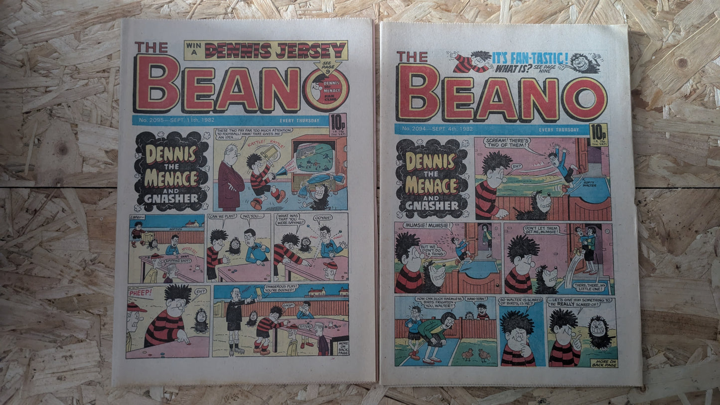 10x Beano Comics/Magazines 2090-2099 1982 Bundle/Job Lot (0015) Dennis the Menace Gnasher