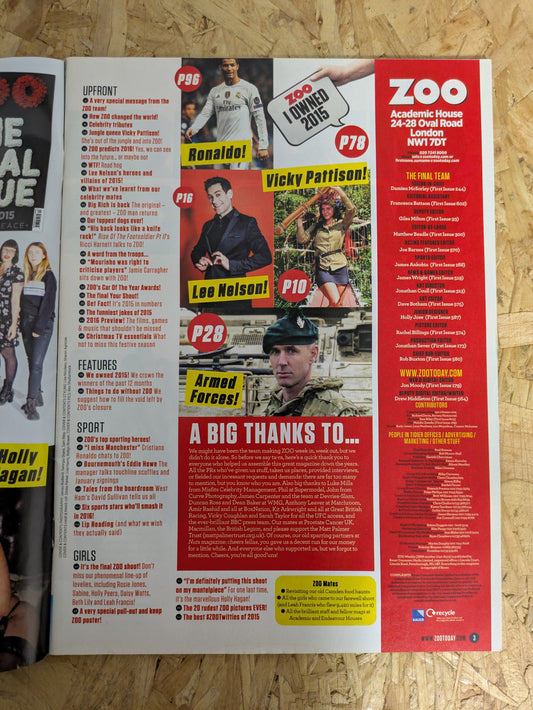 ZOO Magazine 25 December 7 January 2016 (1001) Lucy Pinder Sophie Howard Rosie Jones