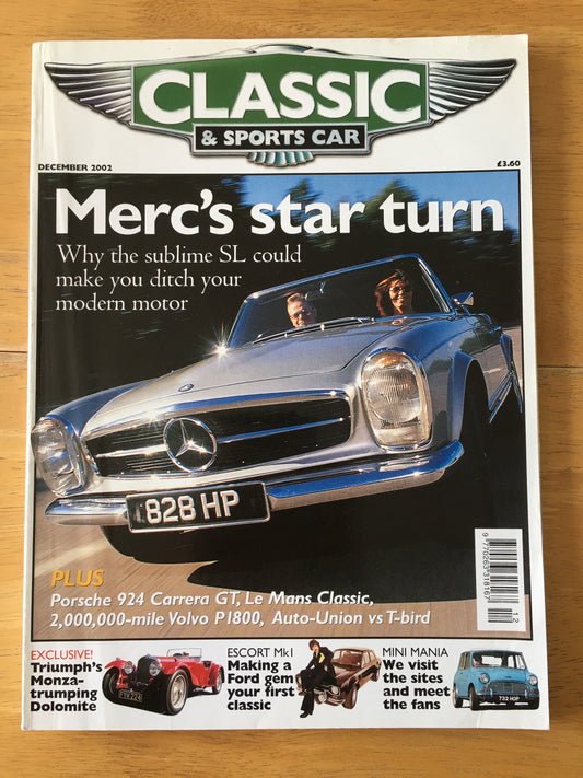 Classic & Sports Cars Magazine December 2002 (188) 2002 Mercedes Benz Porsche 924 Volvo Mini