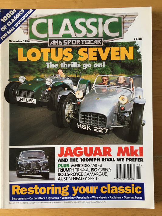 Classic & Sports Cars Magazine November 1994 (189) Mercedes 280SL Triumph TR4/4A